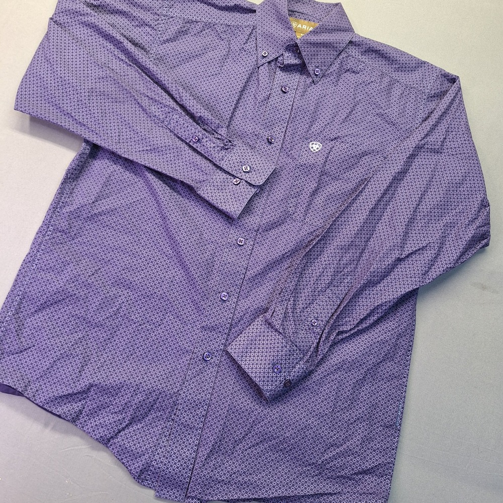 Ariat Mens Purple Geometric Print Western Button Down Shirt 10017978 Small